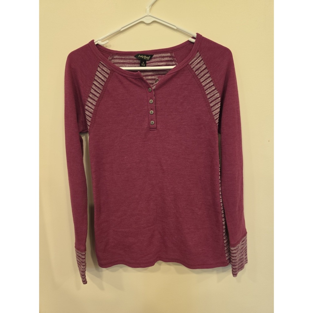 Lucky Brand Thermal Henley Women S Red Long Sleeve Casual Boho Lounge Cabincore